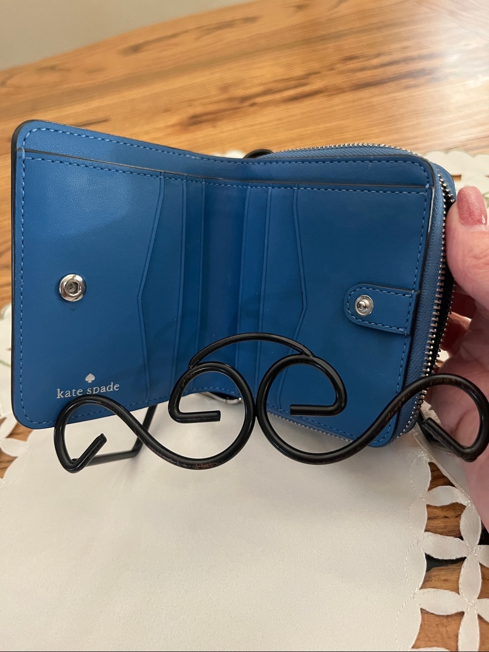 kate spade Blue Polar Bear Compact Zip Wallet - Picture 4 of 8